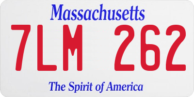 MA license plate 7LM262
