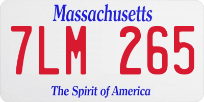 MA license plate 7LM265