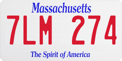 MA license plate 7LM274