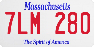 MA license plate 7LM280