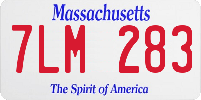 MA license plate 7LM283