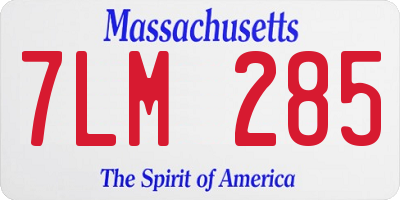 MA license plate 7LM285