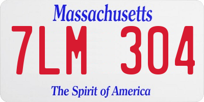 MA license plate 7LM304