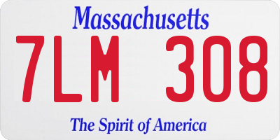 MA license plate 7LM308