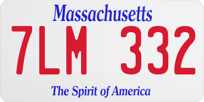 MA license plate 7LM332