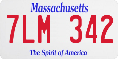 MA license plate 7LM342