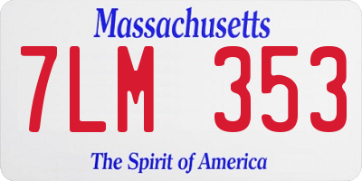 MA license plate 7LM353