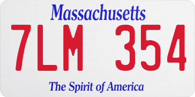 MA license plate 7LM354