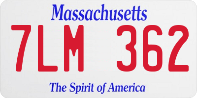 MA license plate 7LM362