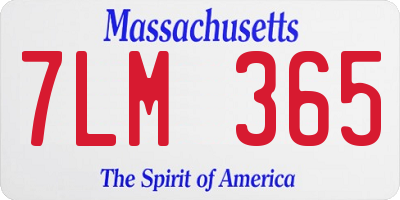 MA license plate 7LM365