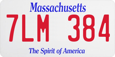 MA license plate 7LM384
