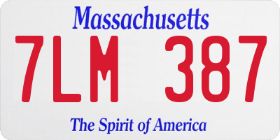 MA license plate 7LM387