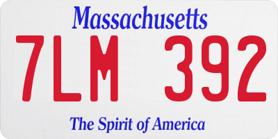 MA license plate 7LM392