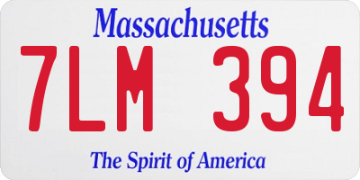 MA license plate 7LM394