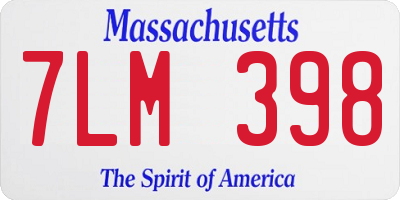MA license plate 7LM398