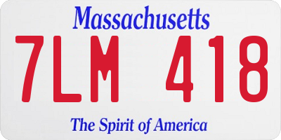 MA license plate 7LM418