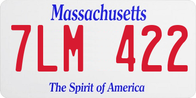 MA license plate 7LM422