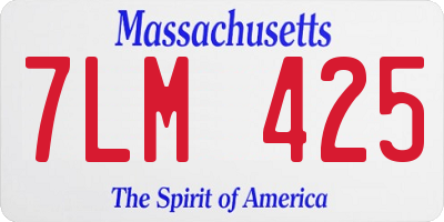MA license plate 7LM425