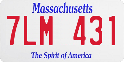 MA license plate 7LM431