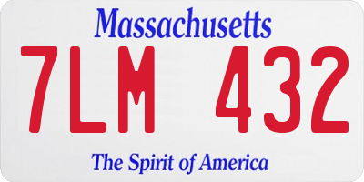 MA license plate 7LM432