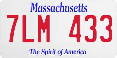 MA license plate 7LM433