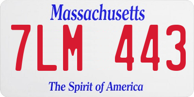 MA license plate 7LM443