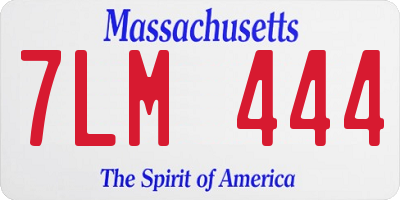 MA license plate 7LM444
