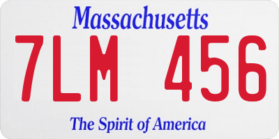 MA license plate 7LM456