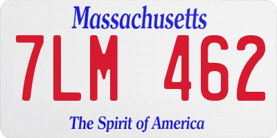 MA license plate 7LM462