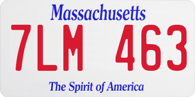 MA license plate 7LM463
