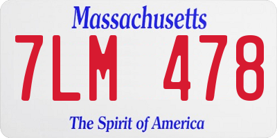 MA license plate 7LM478