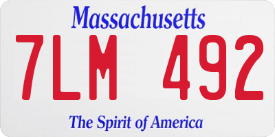 MA license plate 7LM492