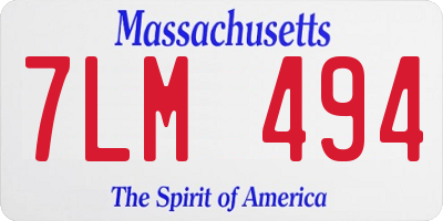 MA license plate 7LM494