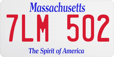 MA license plate 7LM502