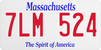 MA license plate 7LM524