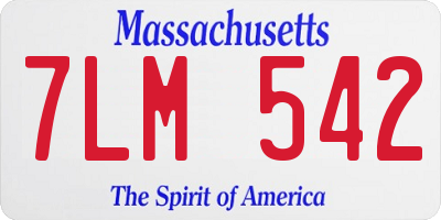 MA license plate 7LM542