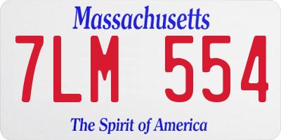MA license plate 7LM554