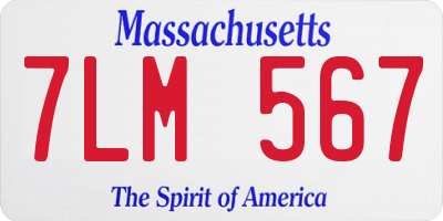 MA license plate 7LM567