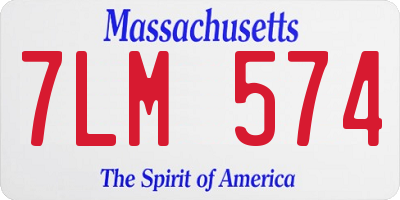 MA license plate 7LM574