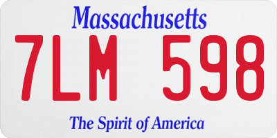 MA license plate 7LM598