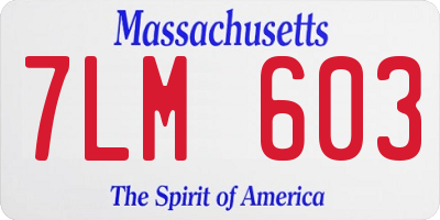 MA license plate 7LM603