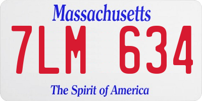 MA license plate 7LM634