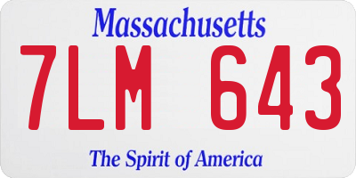 MA license plate 7LM643