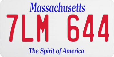 MA license plate 7LM644