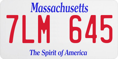 MA license plate 7LM645