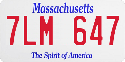 MA license plate 7LM647