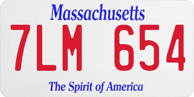 MA license plate 7LM654