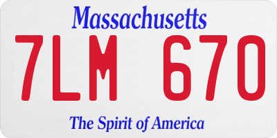 MA license plate 7LM670