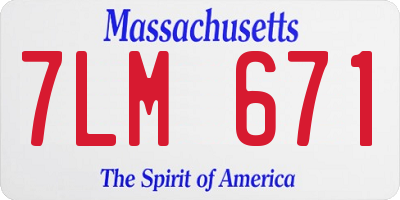 MA license plate 7LM671