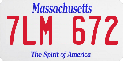 MA license plate 7LM672